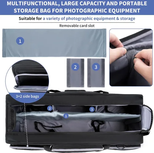 Miniatura 4 de IBVIVIC Bolsa para trípode, 30.7 pulgadas, funda de transporte de trípode resistente con divisor acolchado, bolsa de soporte de luz con doble