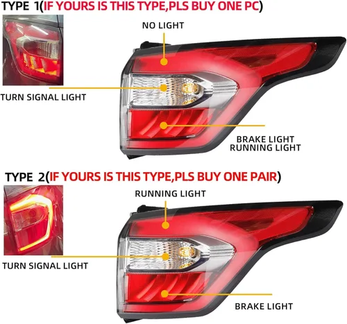 Miniatura 5 de Dasbecan Conjunto de luz trasera derecha del lado del pasajero con bombilla compatible con Ford Escape Kuga 2017 2018 2019 lámpara trasera de freno
