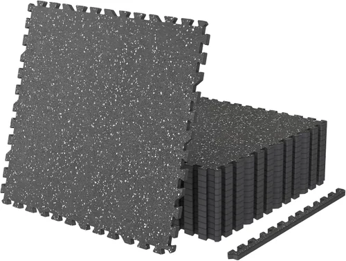 Miniatura 7 de Suelo de gimnasio de 0.56 pulgadas de grosor y 24 pies cuadrados para gimnasio en casa, 6 baldosas robustas de goma con espuma EVA para alfombrillas