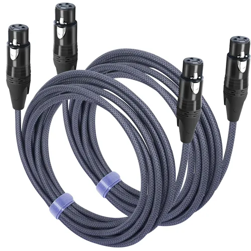 Miniatura 14 de Cable de audio de equilibrio de 3 pines hembra a hembra, cables de conexión de micrófono de 3 pines, cables de conexión XLR hembra a hembra DMX