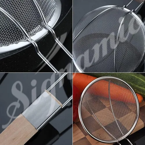 Miniatura 4 de Signamio Cuchara de acero inoxidable de 5.5 in de diámetro para freír profunda, colador de aceite para cocina, cuchara para freír Puri & Poori