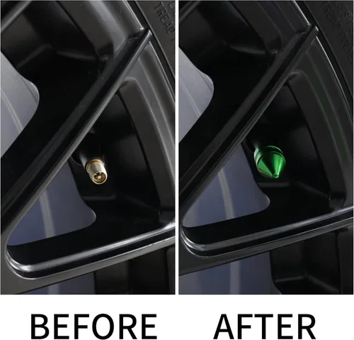 Miniatura 3 de SINGARO Tapones para válvulas de neumáticos de automóvil, 4 piezas de accesorios universales de aleación de aluminio, cubiertas de neumáticos Verde