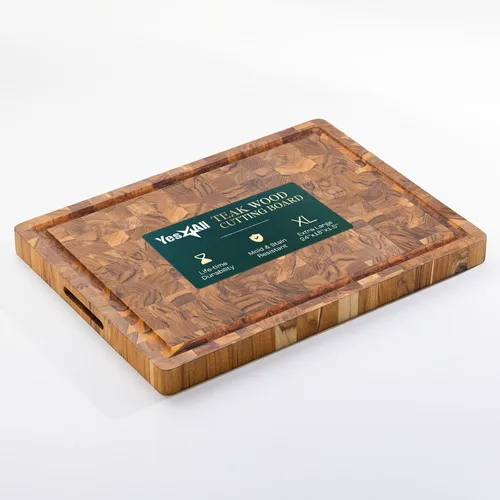 Miniatura 13 de Yes4All Tablas de cortar de acacia duraderas para cocina, [17''L x 13''A x 1.5" de grosor] Tabla de cortar de veta final mediana, tablas de cortar