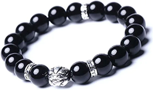 KIOMOY Pulsera de obsidiana de piedra natural Feng Shui PiXiu PiYao Fashion Jewelry para hombre o mujer, 0.472in o 0.394in
