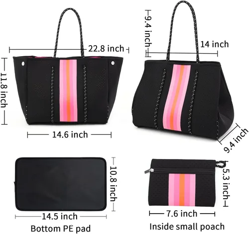 Miniatura 3 de IBEE Bolsa de neopreno para mujer, bolsa grande de neopreno, bolsa de playa plegable para piscina