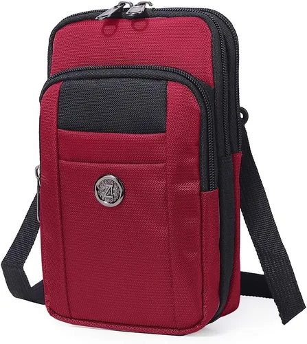 Senient Wolf - Bolsa cruzada multifuncional de nailon impermeable para teléfono, pequeña bolsa de cintura de un hombro, cartera para pasaporte de