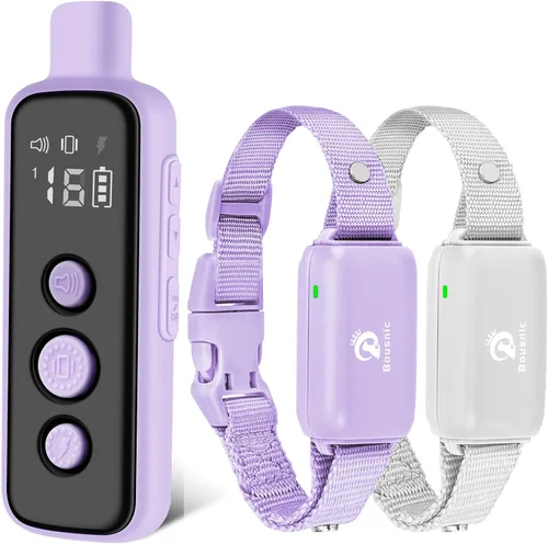 Miniatura 8 de Bousnic Collar de choque para perros 2 perros, (8-120 libras), collar eléctrico impermeable recargable con control remoto para perros pequeños, Gris