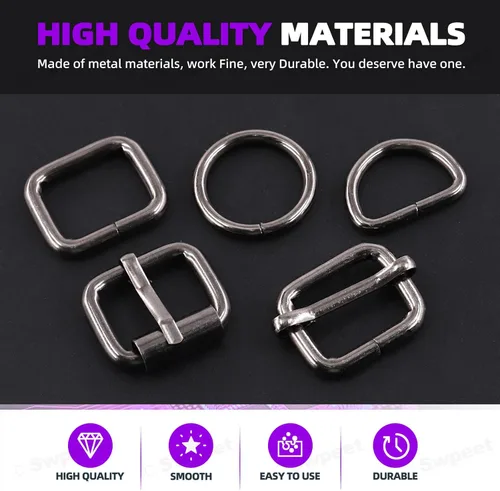 Miniatura 3 de Swpeet Hebillas de metal de 5 estilos: deslizante ajustable, anillo D, anillo circular