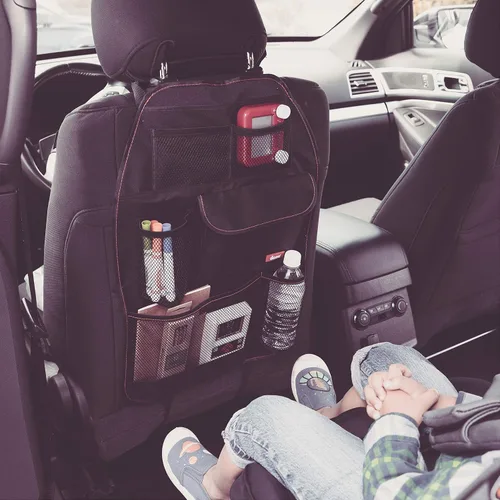 Miniatura 2 de Diono Stow 'n Go – Organizador para el asiento trasero del coche para niños, protector de respaldo con alfombrilla antipatadas, con 7 bolsillos