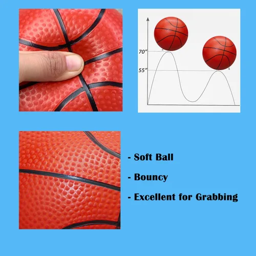 Miniatura 5 de ABAJI Mini pelotas de baloncesto azules, paquete de 2, juego de 12.7 cm con bomba y aguja, material duradero para mini aro, para niños de 3 años