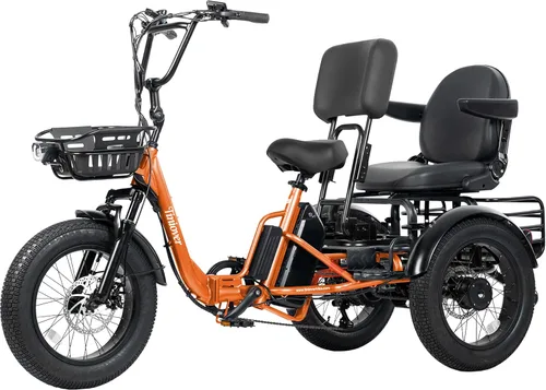 Miniatura 18 de Folding Electric Tricycle for Adults 2 Seater, 20MPH 100 Miles 4" Wide Fat Tire Electric Trike, 3 Wheel Electric Bike 1200W, 48V 20AH Battery