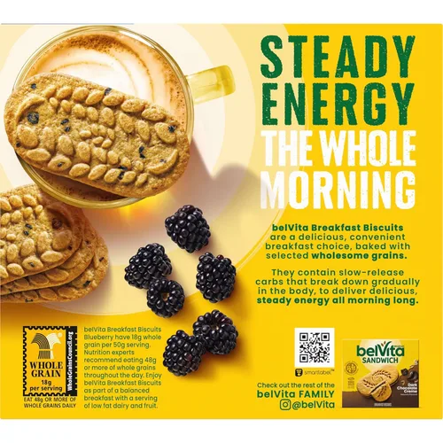 Miniatura 17 de belVita Barras de desayuno galletas, arándanos, 30 paquetes en total, 6 cajas (4 galletas por paquete)