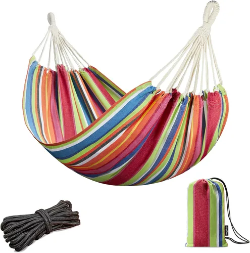 Miniatura 16 de JoyView Hamaca individual de macramé bohemia con cuerdas para colgar y elegantes borlas, hamaca portátil de algodón de 78.8 x 39.4 pulgadas