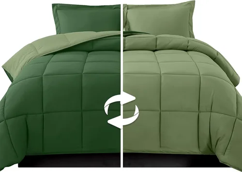 Miniatura 18 de Elegant Comfort Juego de edredón reversible de 3 piezas, acogedor para todas las estaciones, alternativo de plumón suave, acolchado, cosido en caja