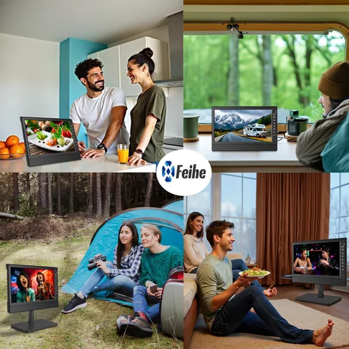 Miniatura 9 de Feihe TV pequeña de 12 pulgadas, TV portátil con pantalla HD, antena, HDMI, AV, puertos USB, sintonizador digital integrado y diseño compacto