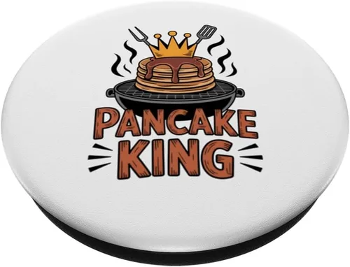 Miniatura 2 de Pancake King Funny Breakfast Lover BBQ Barbecuing Men Women PopSockets Adhesive PopGrip