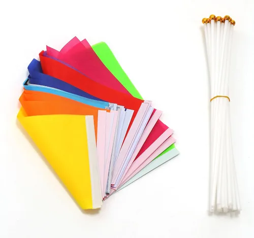 Miniatura 2 de Paquete de 50 banderas de color sólido, pequeñas banderas de mano pequeñas, juego de banderas blancas, negras, amarillas, naranjas, azules, moradas
