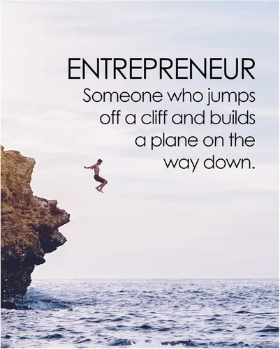 Entrepreneur - Inspirational Wall Decor Print, Motivational Quotes Cliff Diving Themed Wall Art Photo Print, Ideal for Home, Office, School & Dorm