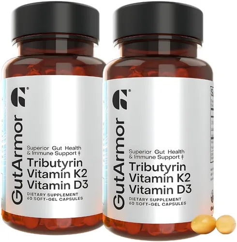 Miniatura 15 de Salud intestinal y cardíaca + apoyo inmunológico 1 mes de suministro 30 cápsulas de gel suave butirato puro de 350 mg y vitamina D3 2000 IU