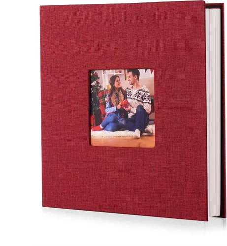 Miniatura 51 de HoneyTolly Álbum de fotos autoadhesivo para fotos de 4 x 6 imágenes, cubierta magnética de lino, 15 hojas/30 páginas en blanco para bodas Beige claro