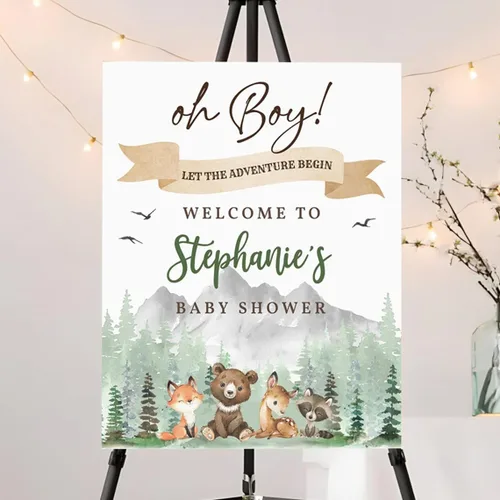 Miniatura 23 de Letrero de bienvenida personalizado de oso azul para niño "We Can Bearly Wait Baby Shower", decoración, letrero de bienvenida para bebé niño