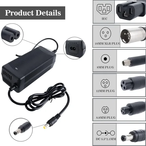 Miniatura 2 de Cargador rápido de 29.4V 2A 7 en 1 enchufes universales para baterías de iones de litio de 24V 25.2V 25.6V 25.9V, repuesto para maquinilla