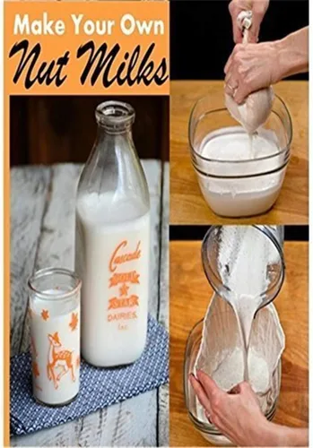 Miniatura 6 de 2 bolsas de leche de nuez de calidad profesional, grande de 10 x 12 pulgadas, de grado comercial, bolsa de leche de almendra reutilizable y colador