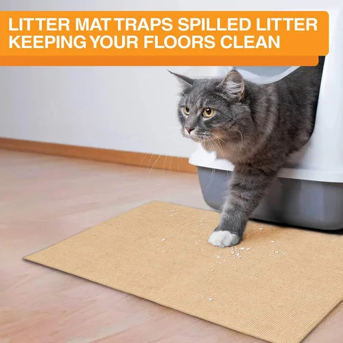 Miniatura 3 de Neater Pets - Tapete de yute para atrapar arena para gatos, atrapa el desorden de la arena de la caja de arena de gatitos para proteger los suelos