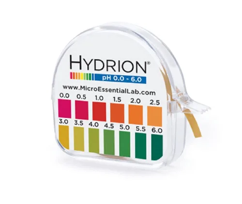 Hydrion despachador S/R pH 0.0-6.0 Rango 96, rollo de 15 pies con gráfico de colores/despachador