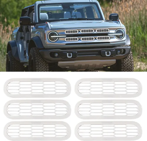 Miniatura 11 de Marco de cubierta de malla para parrilla delantera, insertos de parachoques delantero, accesorios de decoración con clip para Ford Bronco Offroad