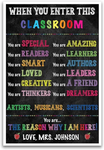 Póster personalizado de reglas del aula, personalizado cuando entras en este aula, póster motivacional positivo inspirador para profesores, CRP001