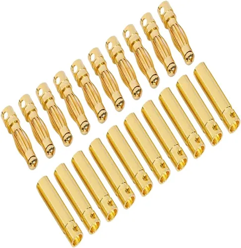 Miniatura 3 de 20 pares chapados en oro de 0.157 in 0.157 in macho hembra Banana Plug Bullet adaptador para RC Lipo Battery ESC Motors