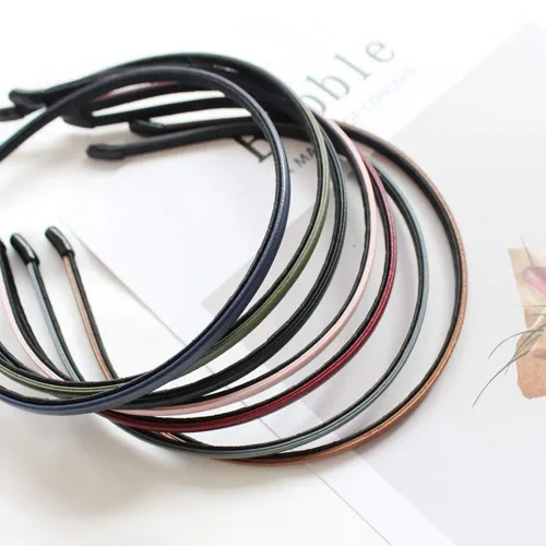Miniatura 5 de Diadema de cuero delgada cubierta con lazos para el cabello, cierre de lazo para el cabello, bandas para el cabello con purpurina para mujeres
