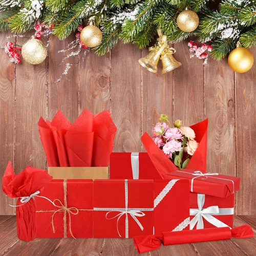 Miniatura 5 de Morcheiong 60 hojas de papel de seda rojo para envolver regalos, papel de seda a granel para manualidades, manualidades, floral, cumpleaños