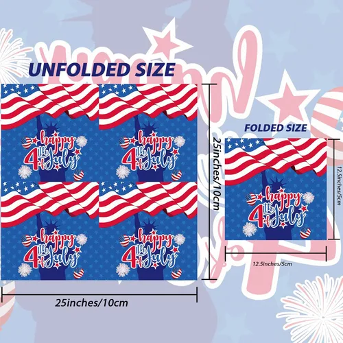 Miniatura 2 de 100 servilletas de 4 de julio para fiesta del Día de los Caídos, servilletas de papel desechables para el Día de la Independencia