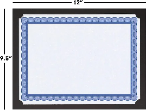 Miniatura 3 de Portatarjetas para certificados, color negro liso, juego de 10, 9-1/2" x 12" plegado con esquinas troqueladas en 80 lb