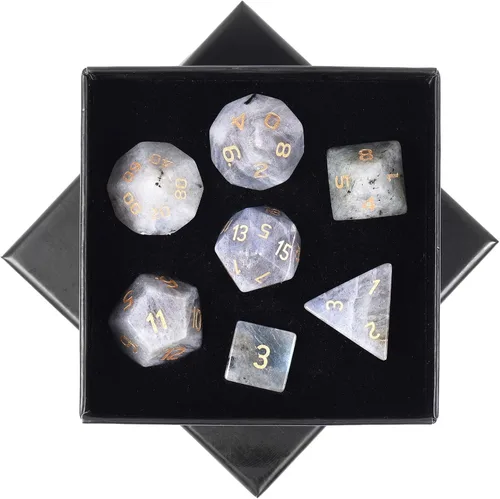 Miniatura 13 de SUNYIK Juego de 7 dados poliédricos DND de piedra de cristal pulido para juegos de mesa RPG MTG, dados de juego DND, mazmorras y dragones