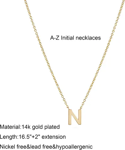 Miniatura 5 de Initial Necklaces for Women, 14k Gold Plated Dainty Gold Letter Necklace Personalized Tiny Initial Pendant Necklace Monogram Cute Letter Name Choker
