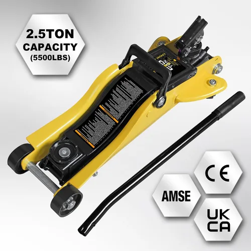 Miniatura 2 de YELLOW JACKET Gato de carretilla de 2.5 toneladas con estuche de transporte Gato hidráulico de piso de bajo perfil para automóviles con bomba