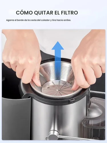 Miniatura 5 de Qcen Máquina exprimidora, extractor de exprimidor centrífugo de 500 W con boca ancha de 3 pulgadas, canal de alimentación para frutas y verduras