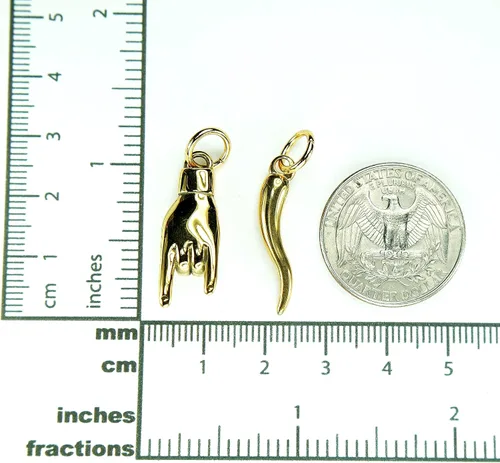 Miniatura 4 de Collar combinado de Mano Cornuto y Cornicello, en cadena de caja de 24 pulgadas, para hombre, cuerno de mano italiano de la suerte, antimal de ojo