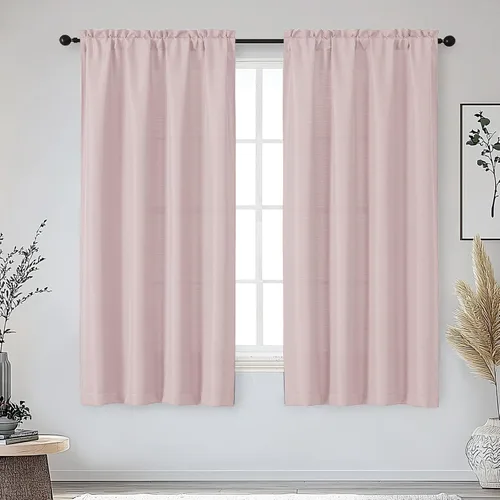 Miniatura 51 de OWENIE Bob Juego de 2 Paneles de Cortinas Negras de Cocina para Ventanas de 36 Pulgadas de Largo, Cortinas Cortas de Café con Textura de Lino
