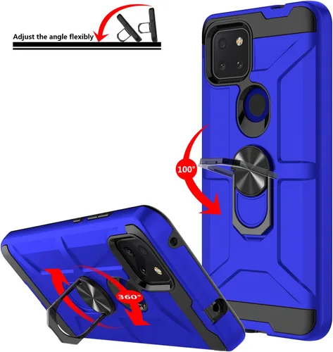 Miniatura 5 de Jeylly Funda para T-Mobile Revvl 5G con 2 protectores de pantalla de vidrio templado, cuerpo completo híbrido de policarbonato duro suave TPU anillo