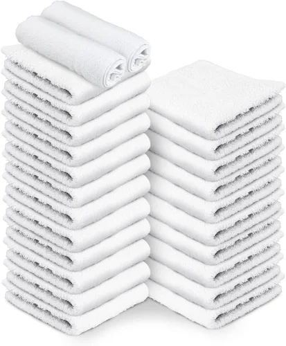 Miniatura 14 de Toallas de salón – Paquete de 50 toallas de mano negras 100% algodón Toalla de spa – 16x27 pulgadas Altamente absorbable Toallas faciales