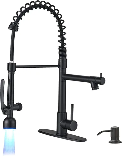 Miniatura 21 de Fapully - Grifo de cocina negro, grifo de fregadero de cocina comercial extraíble con rociador Negro mate