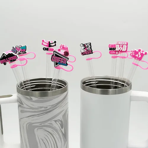 Miniatura 4 de 9 piezas de tapa con pajita para vasos Stanley de 30 y 40 oz, 0.4 pulg / 10 mm de ancho, lindas puntas protectoras de tapa de silicona para pajitas