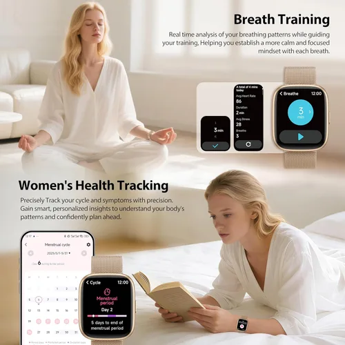 Miniatura 3 de Reloj inteligente para mujer con Alexa integrado, pantalla táctil HD de 1.83 pulgadas, rastreador de actividad física con llamadas Bluetooth