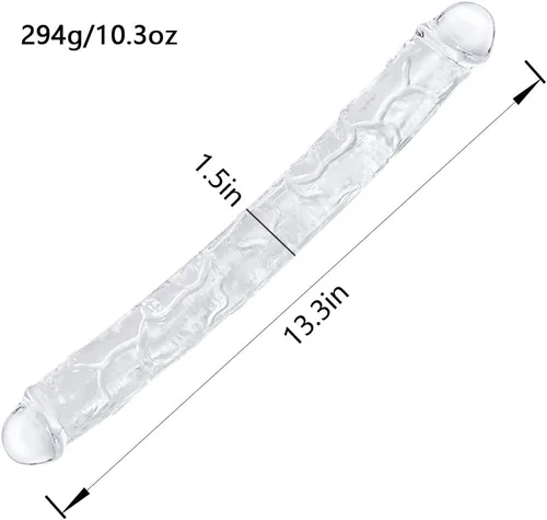 Miniatura 2 de Consolador realista de doble extremo de 13 pulgadas, consoladores flexibles y transparentes, pene largo para juego anal lésbico de doble cara