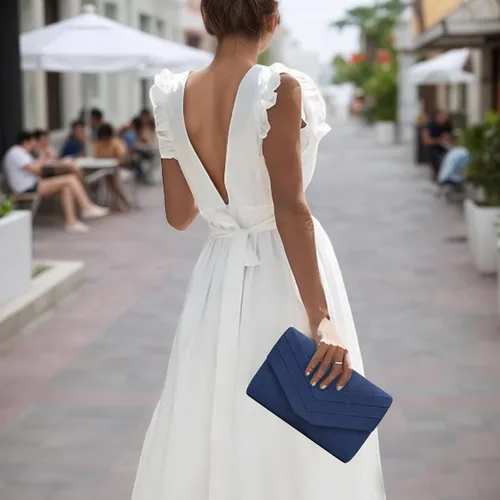 Miniatura 2 de Envelope Evening Bag for Women Genuine Suede Leather Crossbody Shoulder Clutch Purse Gift Box