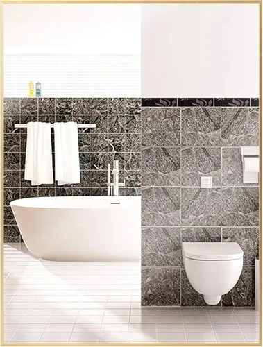 Miniatura 9 de Y&J Espejo de baño, espejo de pared rectangular, espejo con marco de metal, colgante de pared horizontal o vertical, para dormitorio, sala de estar